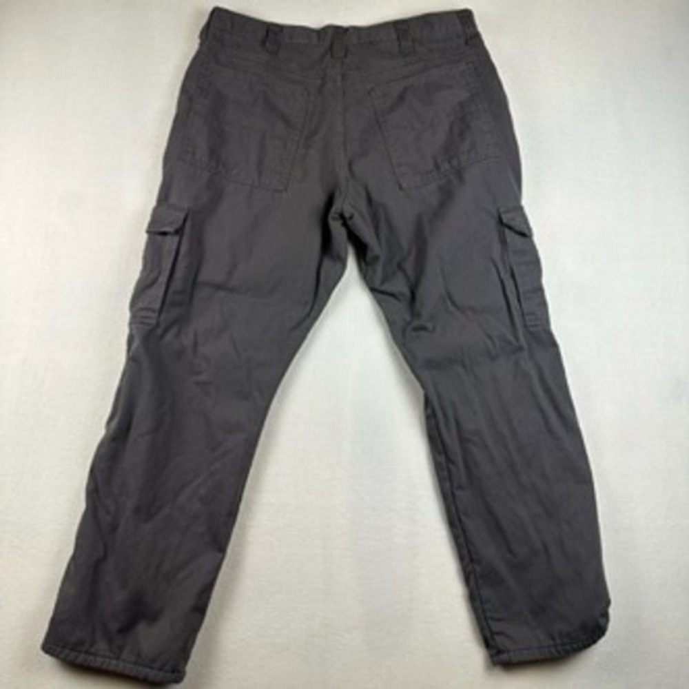 Wrangler Cargo Pants Mens 36x32 Gray Fleece Lined Outdoor Workwear Gorpcore - Picture 2 of 11